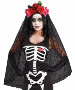 M Distribution Pty Ltd Hats & Headwear Day Of The Dead Floral Headpiece With Veil
