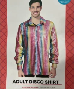 JD Party Mensc Adult 70s Disco Shirt - Rainbow