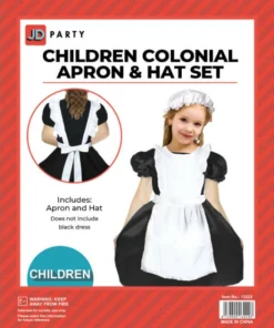 JD Party Girls Costumes Colonial Apron & Hat Set - Child
