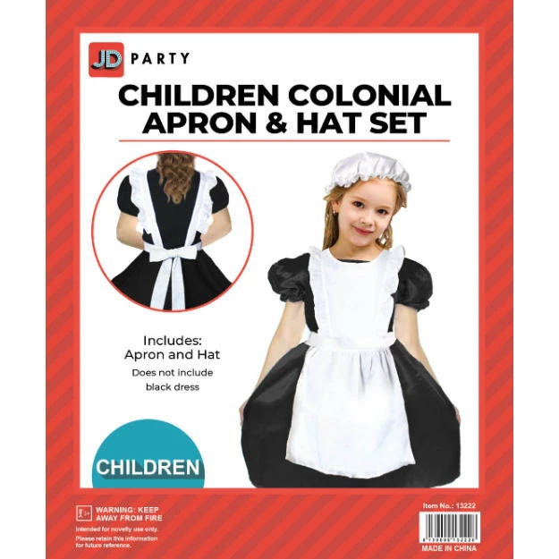 JD Party Girls Costumes Colonial Apron & Hat Set - Child 3 JD Party Girls Costumes Colonial Apron & Hat Set - Child