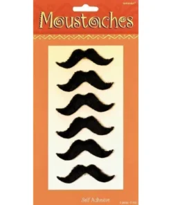 Amscan Facial Hair Mini Black Fiesta Moustaches - Pack Of 6