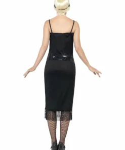 Smiffys 1920's Simple Black Slip Flapper Costume Ladiesc
