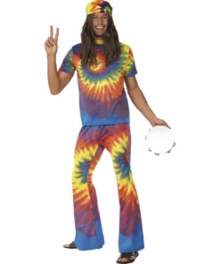 Smiffys 1960's Tie Dye Top And Flared Trousers Mensc