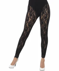 Smiffys 1980s Black Lace Leggings