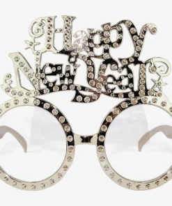 JD Party Happy New Years Cursive Party Glasses - Gold And Silver