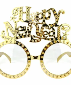 JD Party Happy New Years Cursive Party Glasses - Gold And Silver