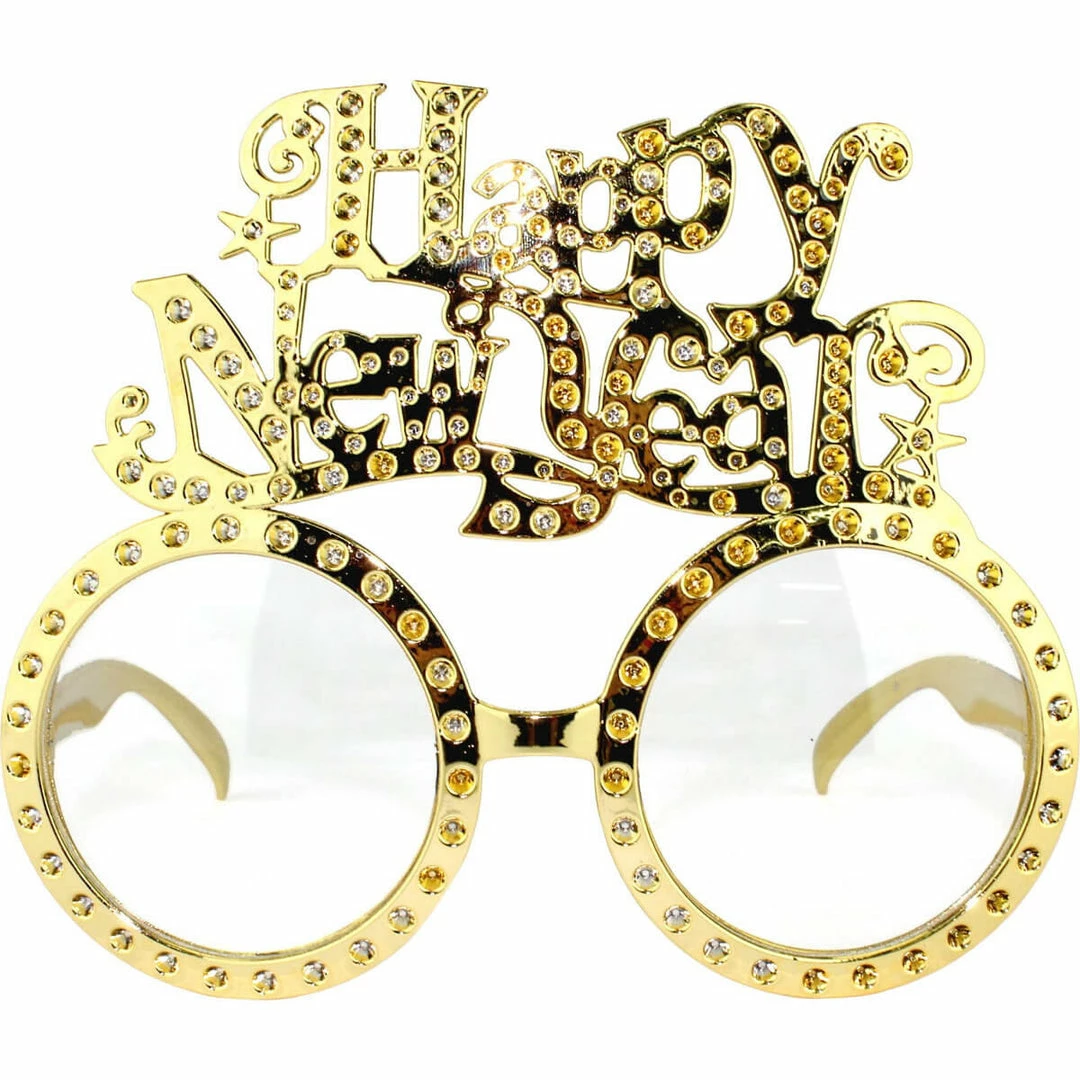 JD Party Happy New Years Cursive Party Glasses - Gold And Silver 3 JD Party Happy New Years Cursive Party Glasses - Gold And Silver