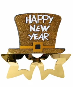 JD Party Happy New Year Top Hat Star Glasses - Gold Or Silver