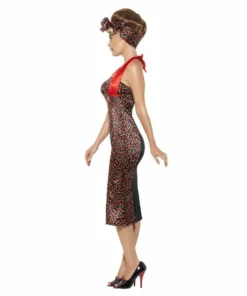 Smiffys Cherry Print Rockabilly Costume Ladiesc