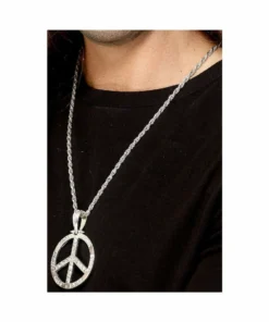Smiffys 60's Peace Sign Silver Medallion Accessoriesc