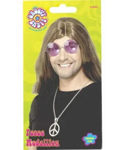 Smiffys 60's Peace Sign Silver Medallion Accessoriesc