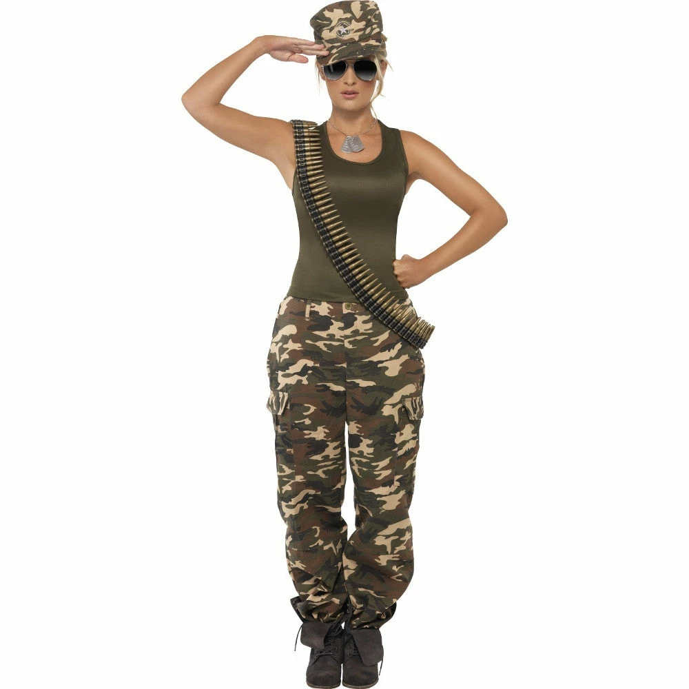 Smiffys Occupations & Uniforms Womens Khaki Camo Costume 3 Smiffys Occupations & Uniforms Womens Khaki Camo Costume