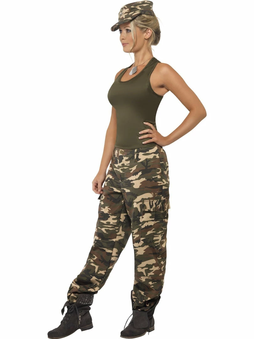 Smiffys Occupations & Uniforms Womens Khaki Camo Costume 4 Smiffys Occupations & Uniforms Womens Khaki Camo Costume