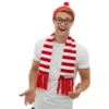 Smiffys Mensc Where's Wally Hat Scarf & Glasses Kit