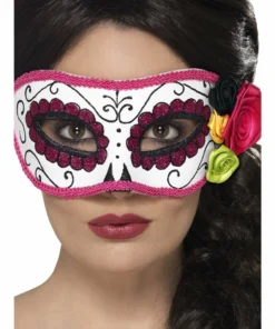 Smiffys Masks White And Pink Day Of The Dead Mask