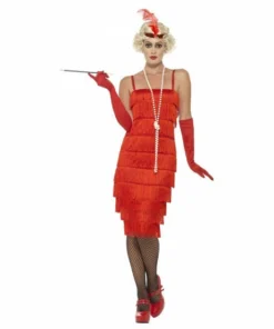 Smiffys Long Flapper Costume - Red Ladiesc