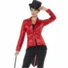 Smiffys Circus & Clowns Red Sequin Tailcoat Jacket - Womens