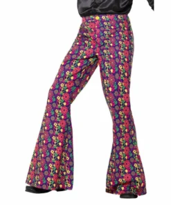 Smiffys 60s Psychedelic CND Flarred Trousers - Mens