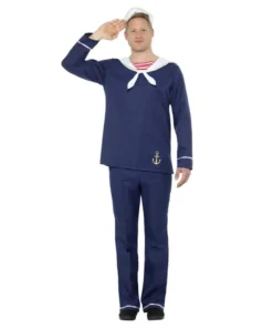 Smiffys Occupations & Uniforms Sailor Man Costume - Blue & White