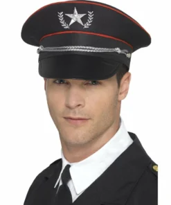 Smiffys Deluxe Military Hat, Black Hats & Headwear