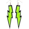 Allen Trading 1980's Glittery Neon 80's Lightning Bolt Earrings - Asst Colours