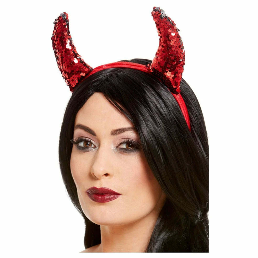 Smiffys Accessoriesc Reversible Sequin Devil Horns 3 Smiffys Accessoriesc Reversible Sequin Devil Horns