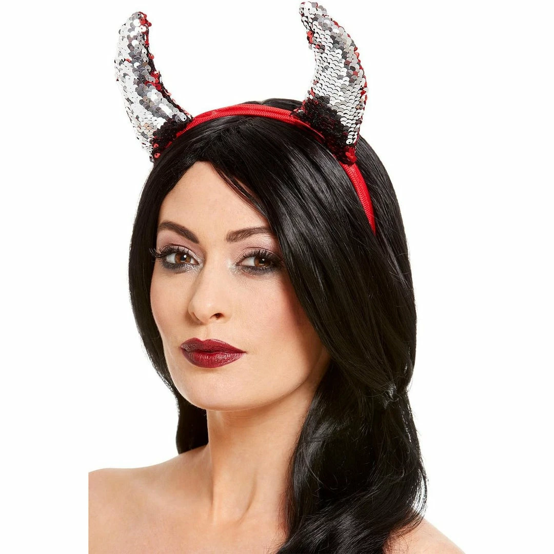 Smiffys Accessoriesc Reversible Sequin Devil Horns 4 Smiffys Accessoriesc Reversible Sequin Devil Horns