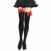 Tomfoolery Hosiery Black Thigh Highs With Red Bow - Leg Avenue
