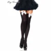 Tomfoolery Black Thigh Highs With White Bow Hosiery