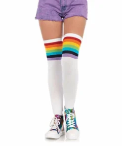 Tomfoolery Over The Rainbow Opaque Thigh Highs - Leg Avenue