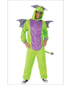 Rubies Mensc Green Dragon Furry Onesie Costume - Adult