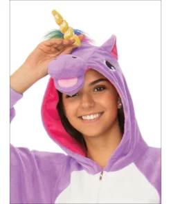 Rubie's Deerfield Purple Unicorn Hooded Onesie Costume - Adult