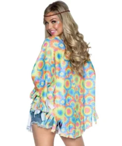 Tomfoolery 70's Hippie Poncho - Tie Dye Effect Ladiesc