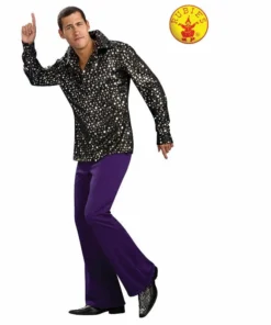 Rubie's Deerfield 70s Disco Shirt - Silver Stars - Adult Mensc