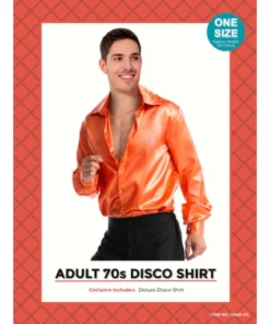 JD Party 1970's Adult 70s Disco Shirt - Orange