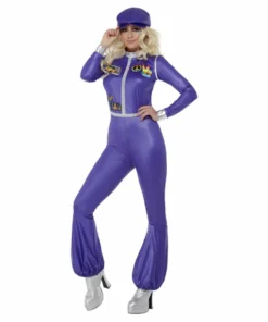 Smiffys 70s Dancing Queen Purple Jumpsuit Costume
