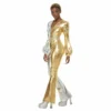 Smiffys 70's Super Chic Gold & Silver Jumpsuit Ladiesc 2 Smiffys 70's Super Chic Gold & Silver Jumpsuit Ladiesc