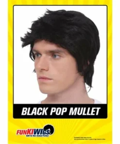 Allen Trading Black Pop Mullet Wig