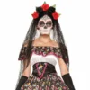 M Distribution Pty Ltd Day Of The Dead Black Veil With Floral Headband Hats & Headwear