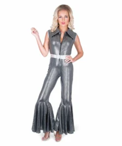 Disguise Costumes Disco Diva 70s Metallic Jumpsuit Ladiesc