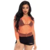 Tomfoolery Orange Net Long Sleeve Shirt Ladiesc