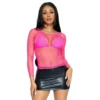 Tomfoolery Neon Pink Net Long Sleeve Shirt Ladiesc