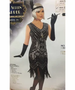 Tomfoolery Silver Screen Sequin Flapper Dress Ladiesc