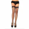 Tomfoolery Hosiery Black Queen Size Stay Up Lycra Fishnet With Lace Top Thigh High