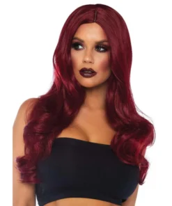 Tomfoolery 27" Long Wavy Centre Part Burgundy Costume Wig - Leg Avenue Wigsc