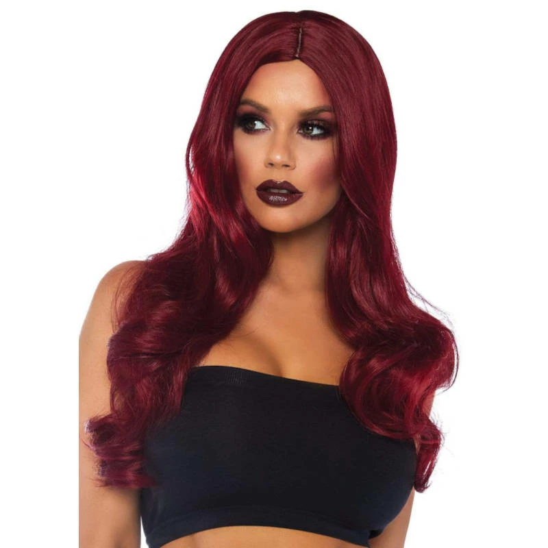 Tomfoolery 27" Long Wavy Centre Part Burgundy Costume Wig - Leg Avenue Wigsc 2 Tomfoolery 27" Long Wavy Centre Part Burgundy Costume Wig - Leg Avenue Wigsc