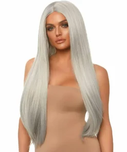 Tomfoolery 33" Long Straight Center Part Wig - Grey Wigsc