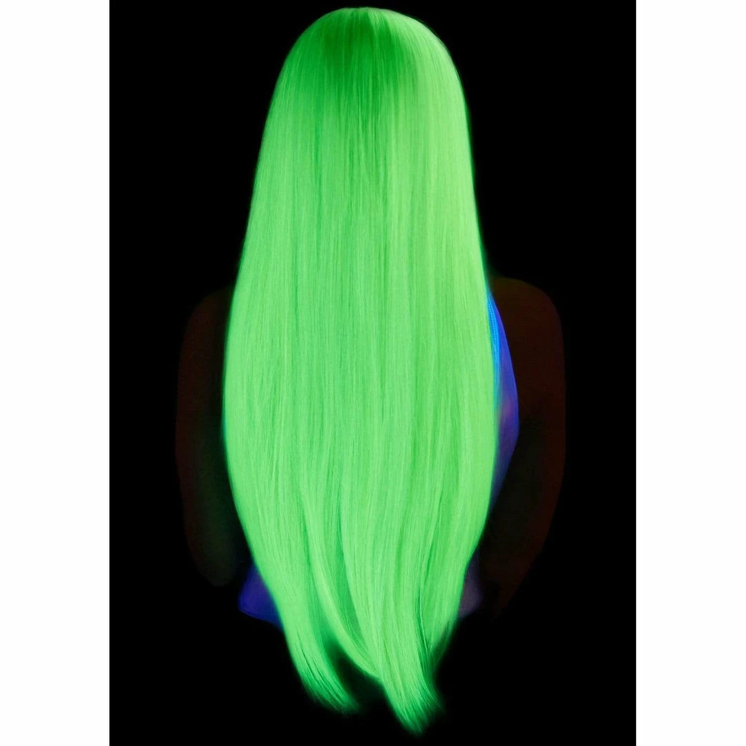 Tomfoolery 33" Long Straight Center Part Wig - Neon Green Wigsc 6 Tomfoolery 33" Long Straight Center Part Wig - Neon Green Wigsc