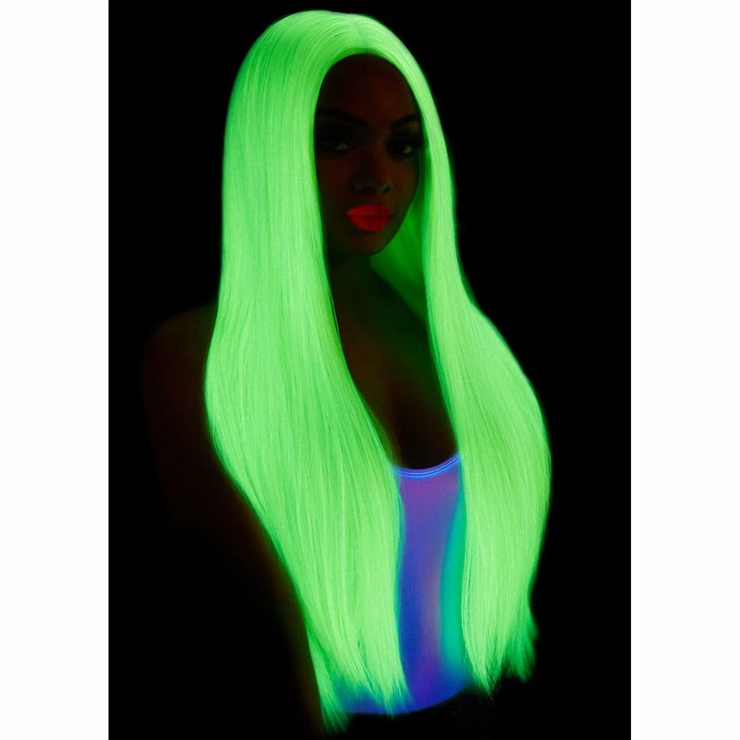 Tomfoolery 33" Long Straight Center Part Wig - Neon Green Wigsc 5 Tomfoolery 33" Long Straight Center Part Wig - Neon Green Wigsc