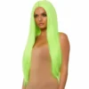 Tomfoolery 33" Long Straight Center Part Wig - Neon Green Wigsc